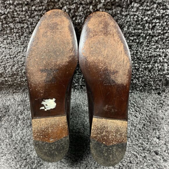 Ennesi Gold Shoes Mens 11 M Leather Loafers Slip On Pleated Brown Dress VTG main image 8